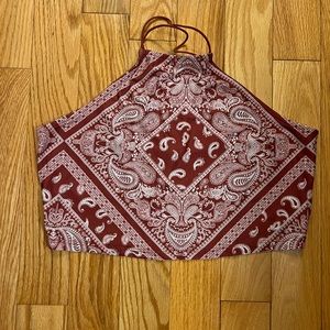 Paisley Bandana Cropped Halter Top